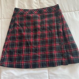 Plaid Mini Skirt W/ buttons on the side